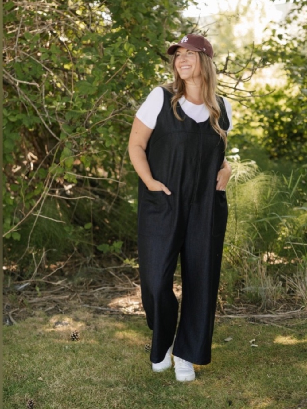 NWT Smash + Tess Black Denim Wide Leg Relaxed Fit “Melani” Sleeveless Jumpsuit